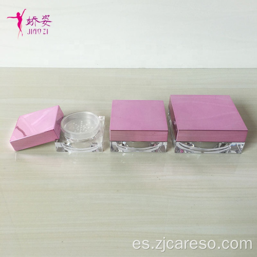 Envase Tarro de polvo de 30g con tapa rosa electrochapada